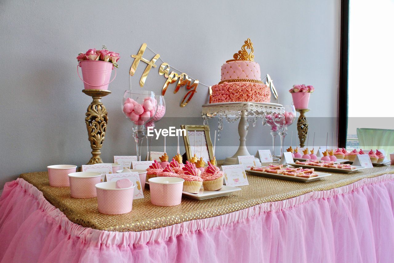 View of cakes on table