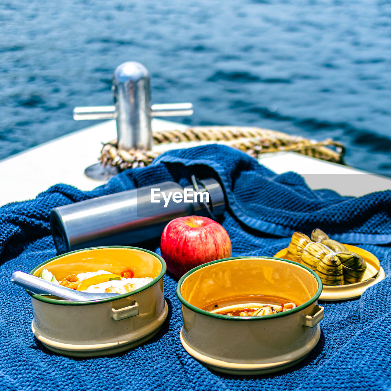 high angle view of food in container on table