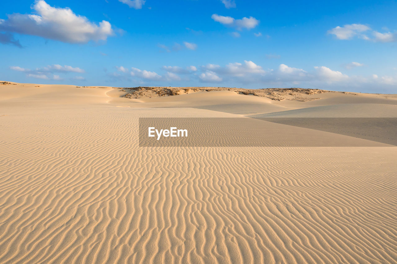 Sand at beach against sky