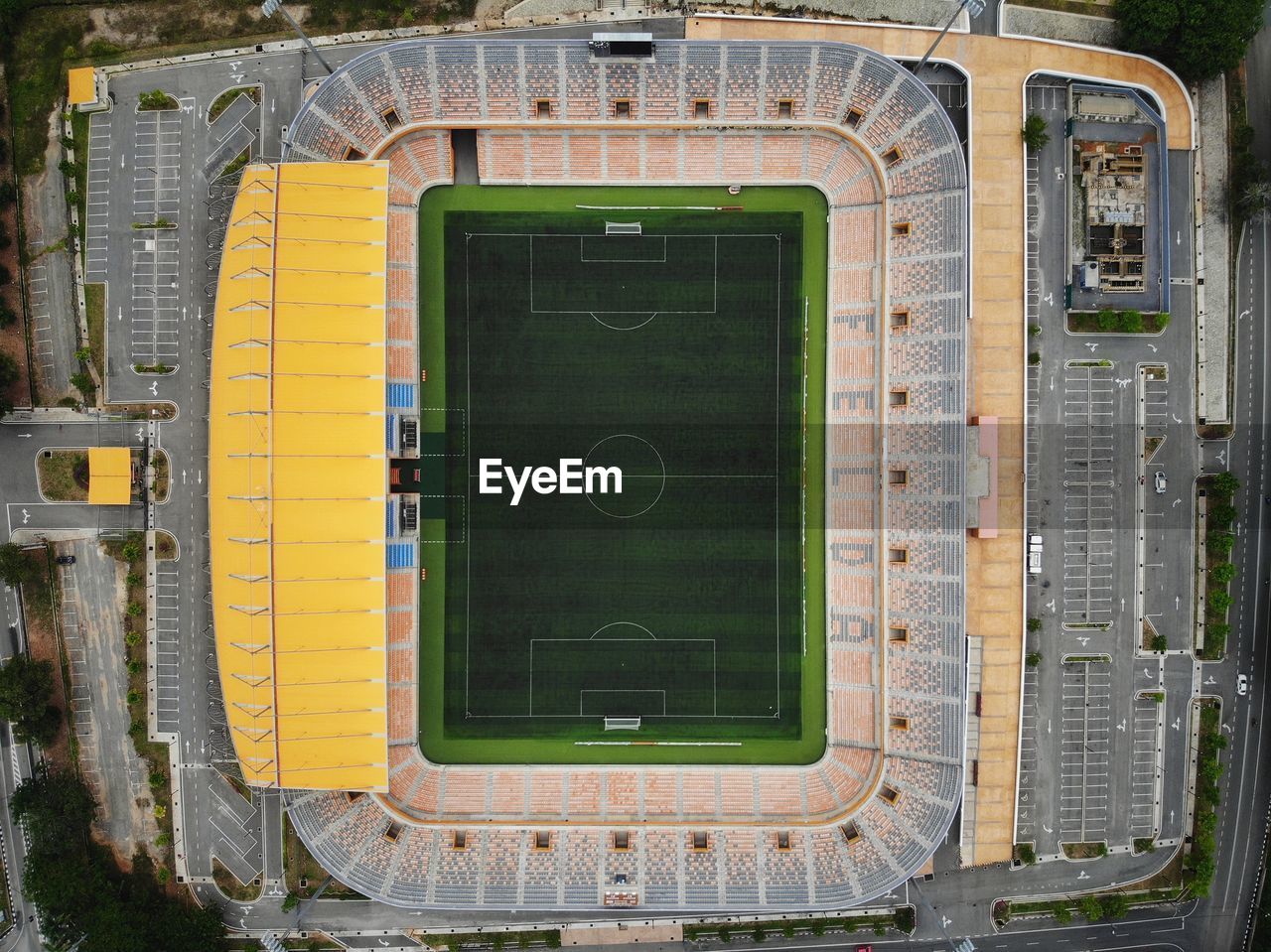 Aerial view of soccer stadium