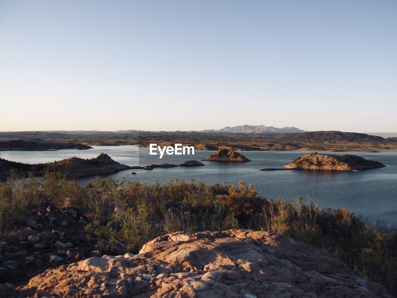 Scenic view of sea against clear sky