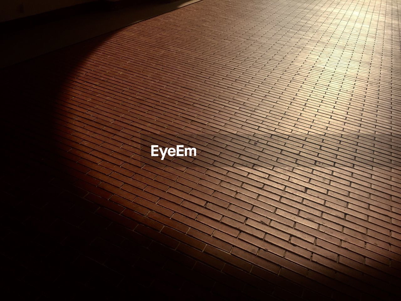 High angle view of shadow on paving stone