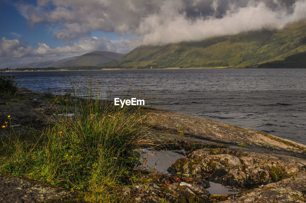 Scenic view of lake against sky