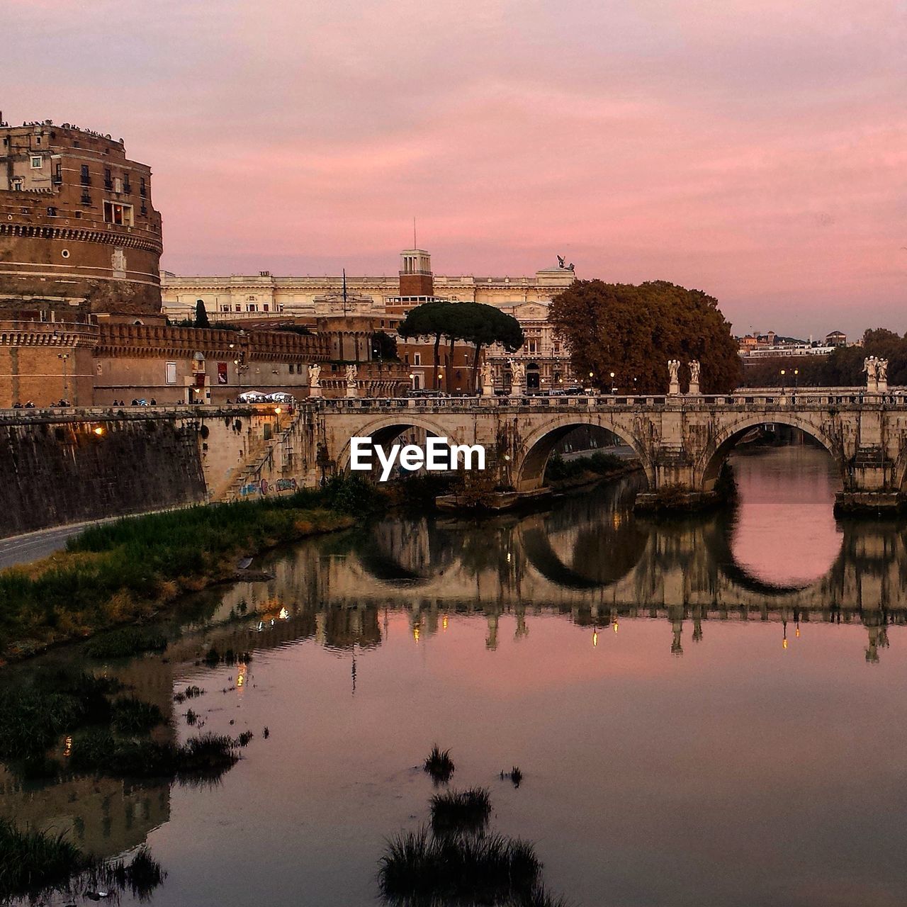 Reflection of bridge in water