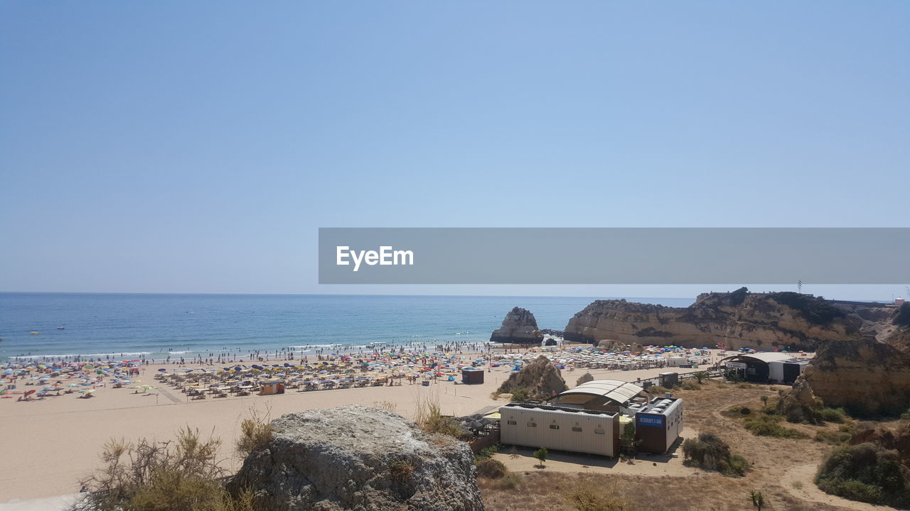 PANORAMIC VIEW OF SEA AGAINST CLEAR SKY