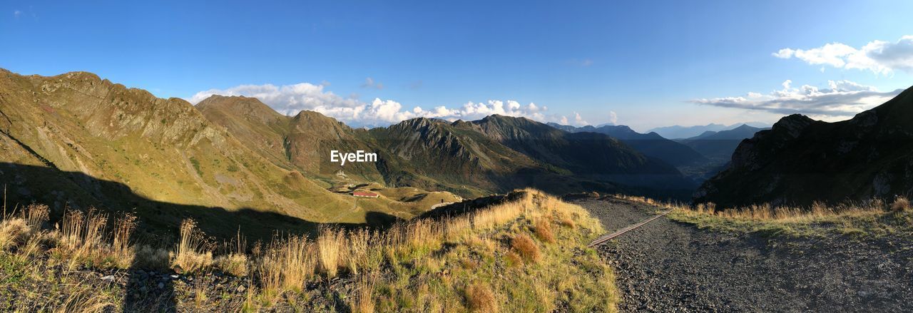 Panoramic view of mountains against sky