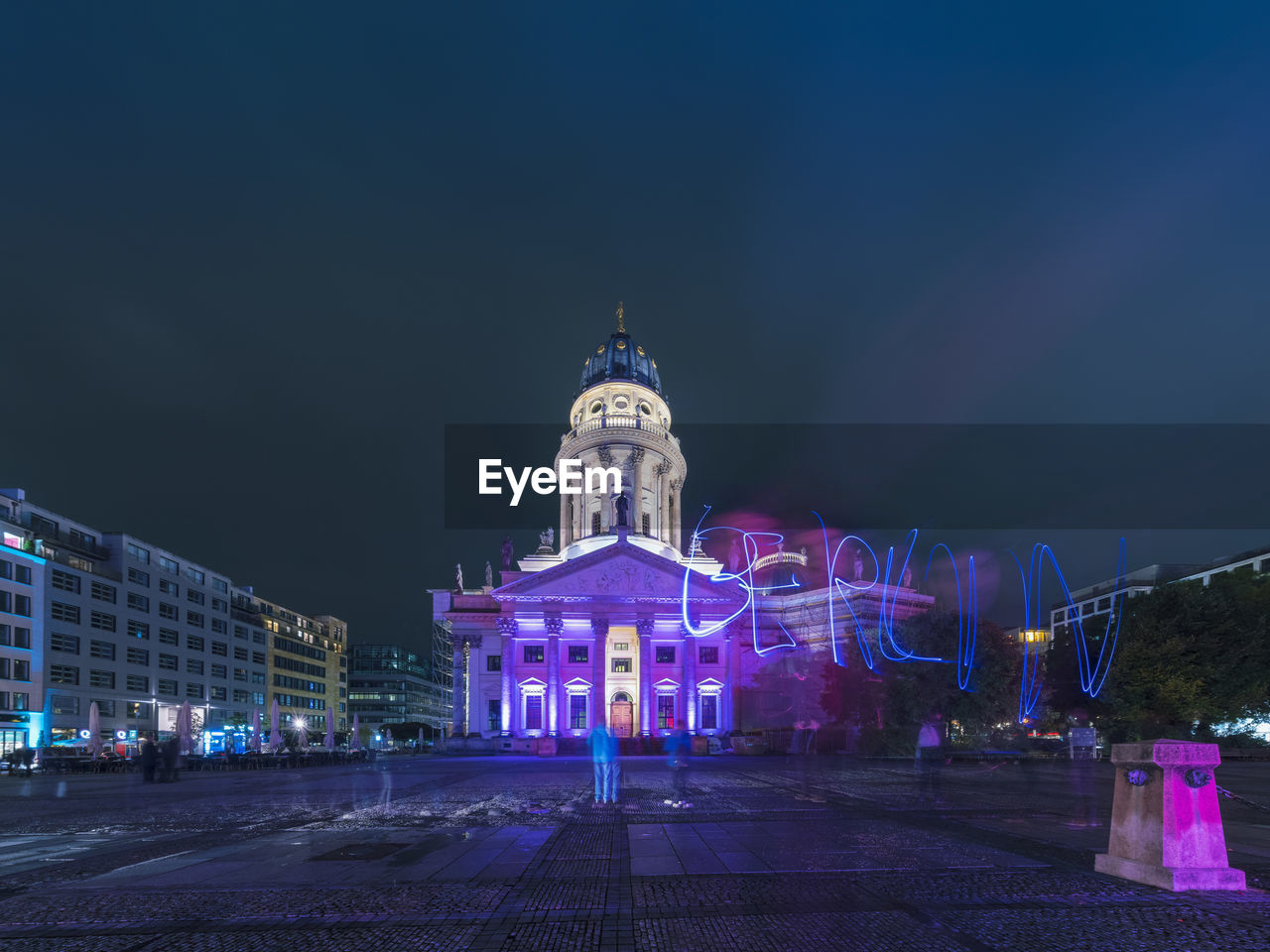 Neue kirche deutscher dom gendarmenmarkt illuminated at night