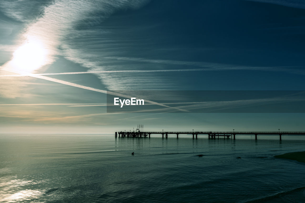 Scenic view of sea against sky at sunset