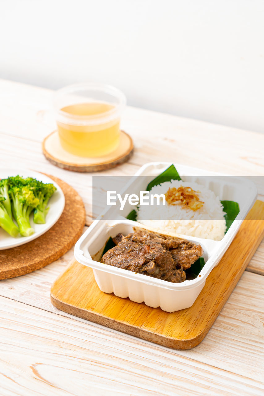 close-up of food in plate on table