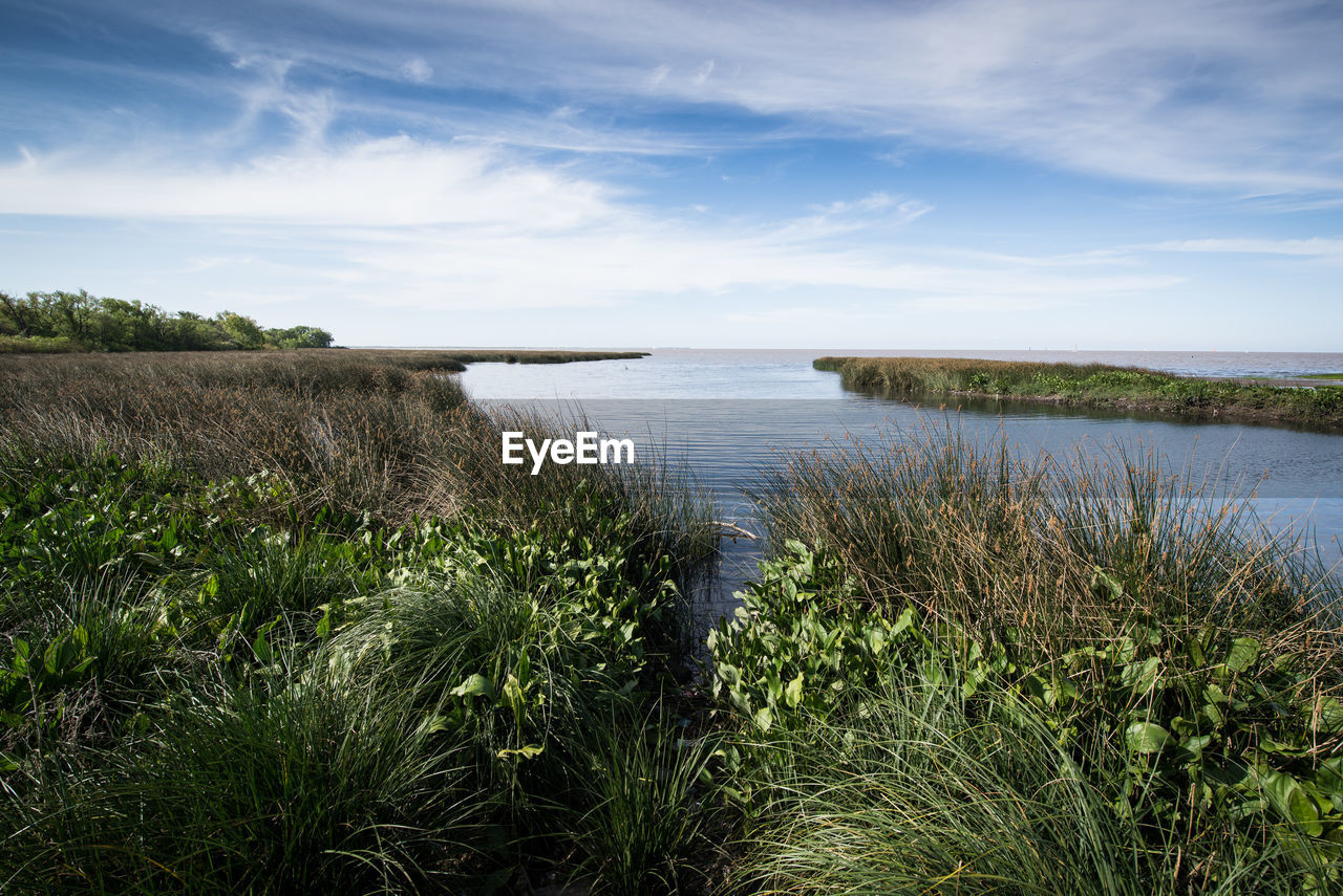 Scenic view of lake against sky