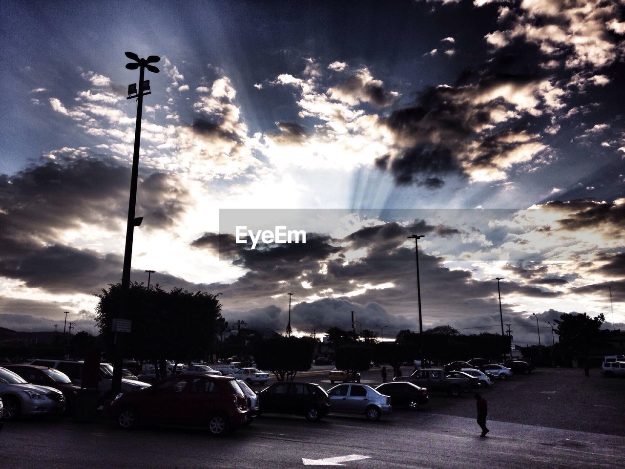 Beautiful cloudscape over parking lot