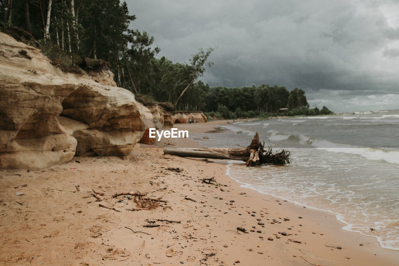 Scenic view of beach against sky