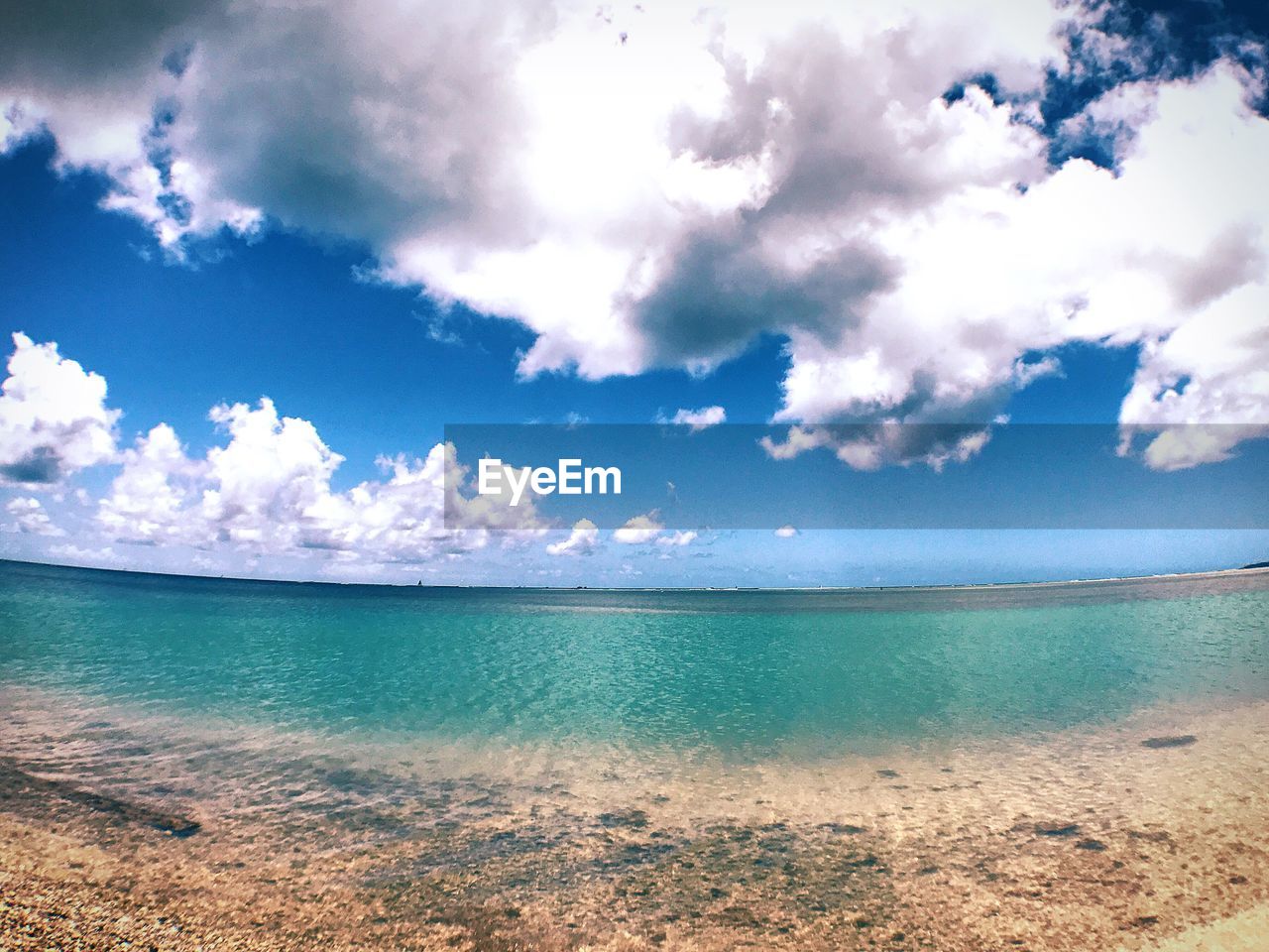 Scenic view of sea against cloudy sky