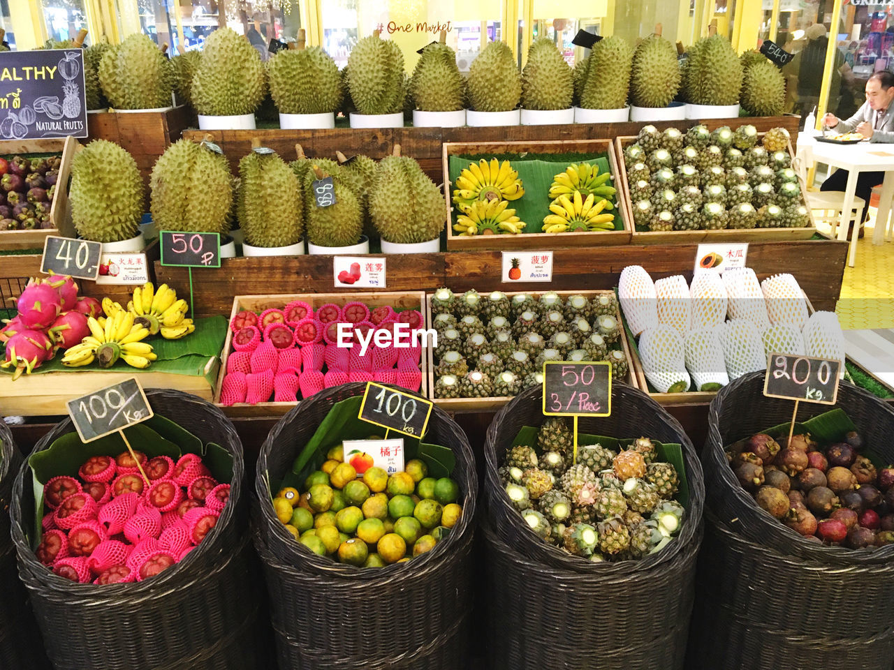 VARIOUS FRUITS FOR SALE IN MARKET