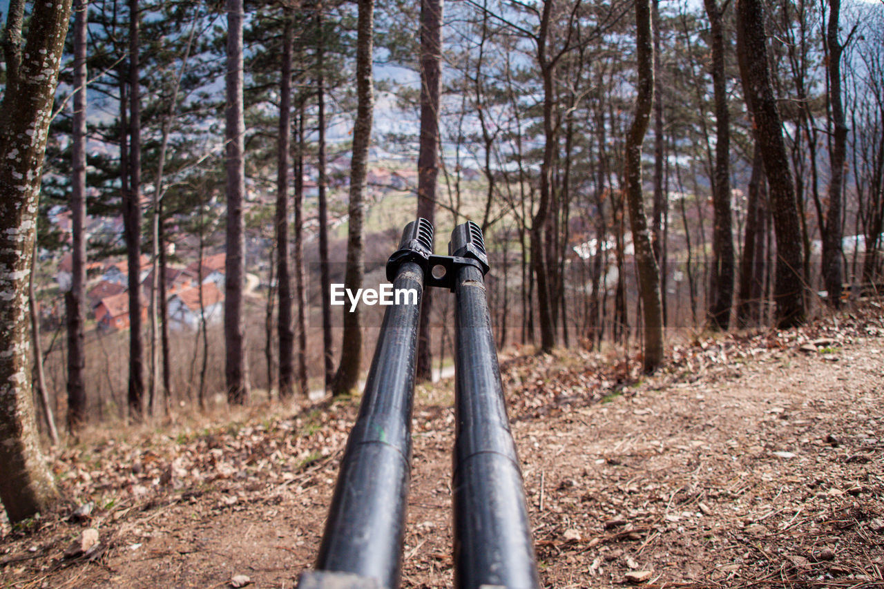 War artillery, tank shelling in the position of town, tube pointing toward the city