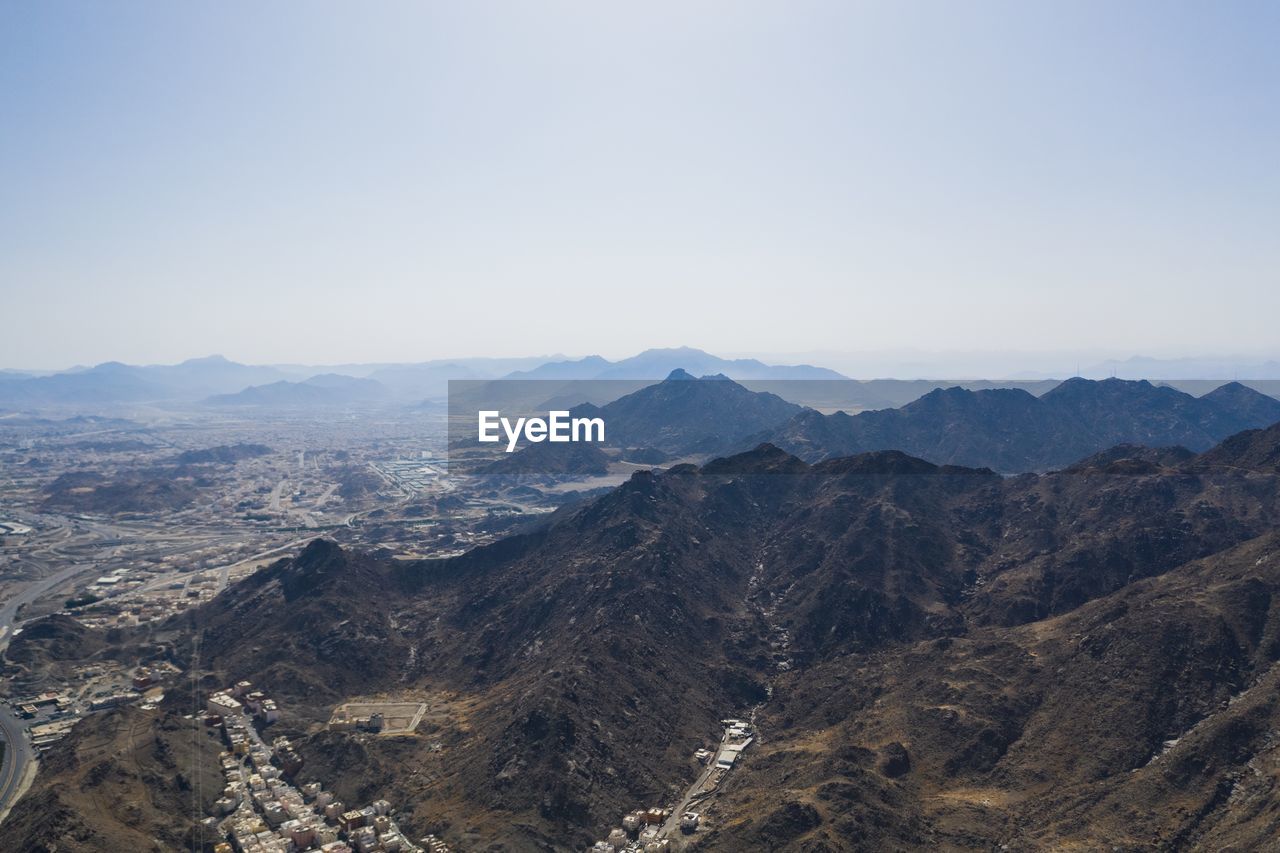 Scenic view of mountains against clear sky