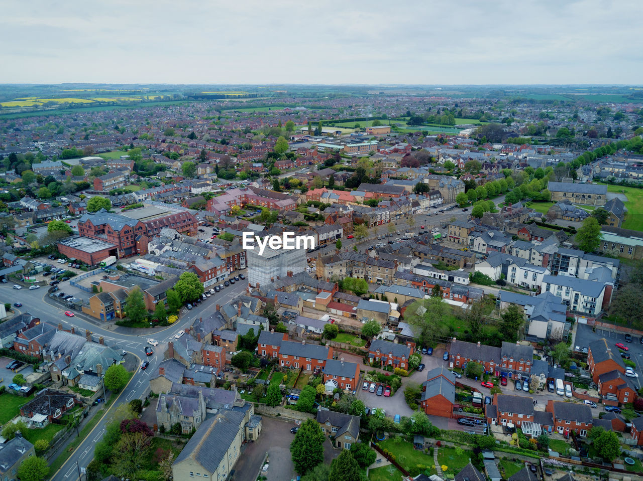 High angle view of townscape against sky