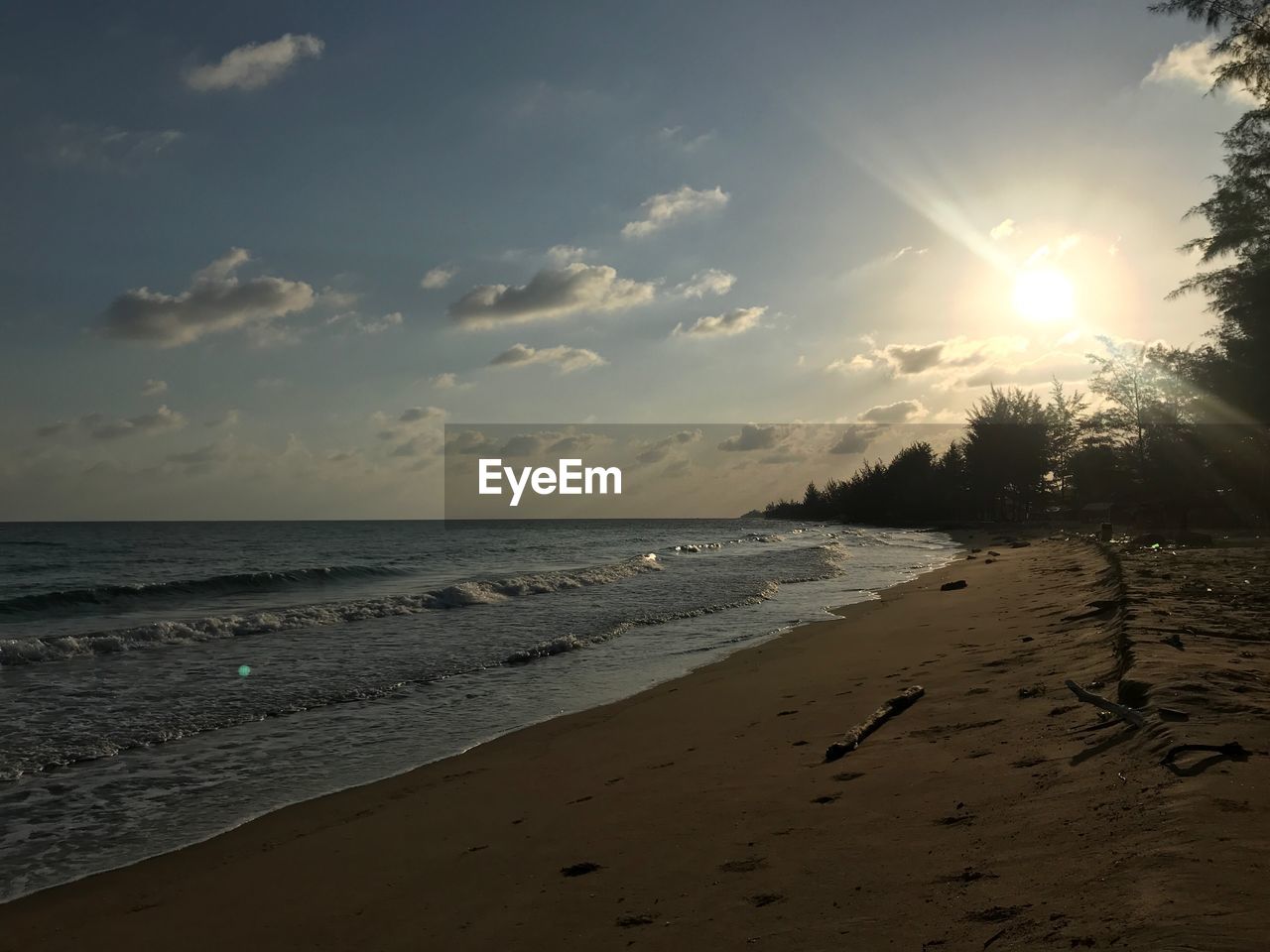 SCENIC VIEW OF BEACH DURING SUNSET