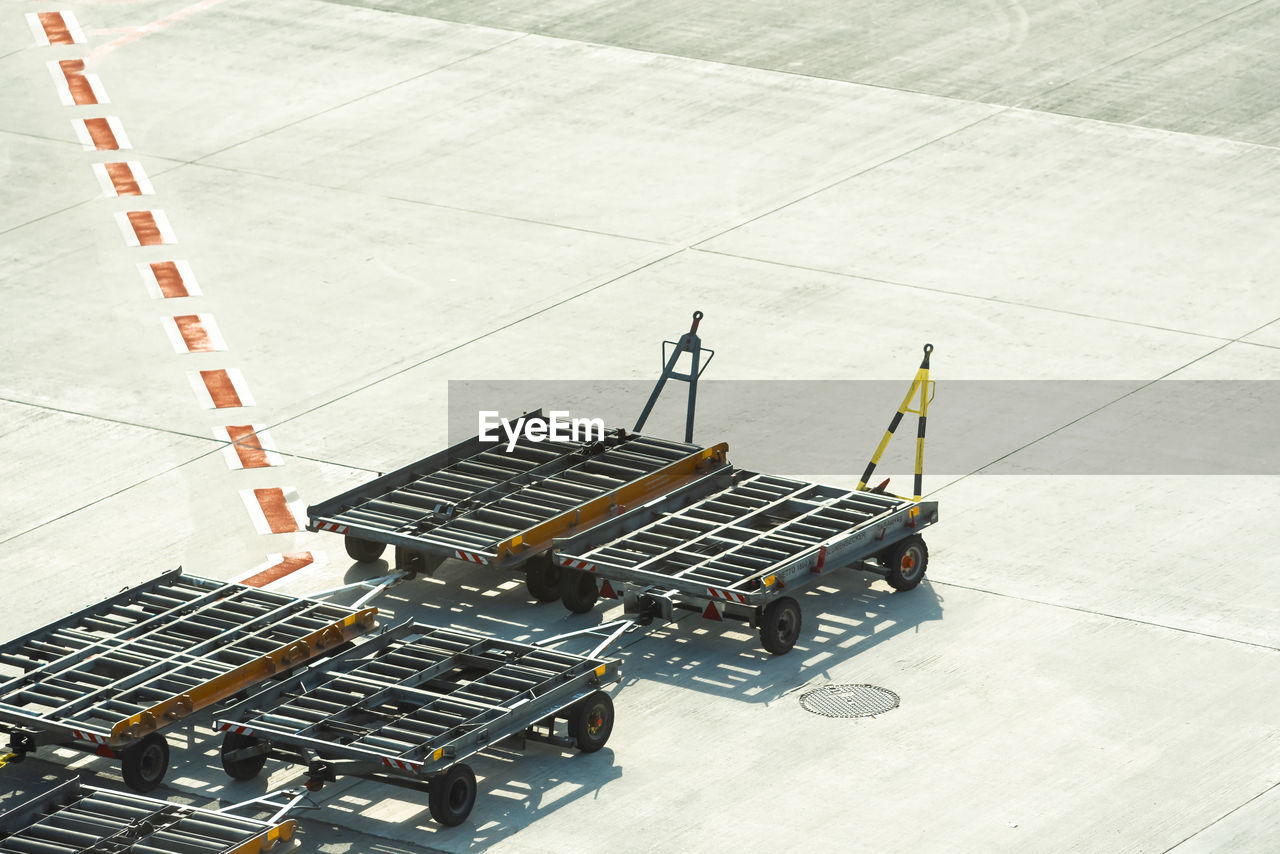 High angle view of equipment on airport
