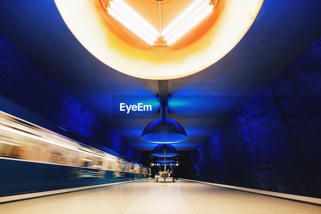 ILLUMINATED TUNNEL WITH BLUE LIGHTS