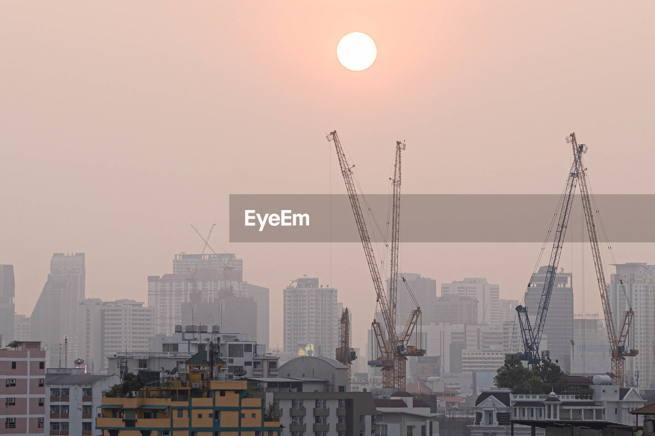 Pm2.5 unhealthy air pollution dust smoke in the urban city bangkok