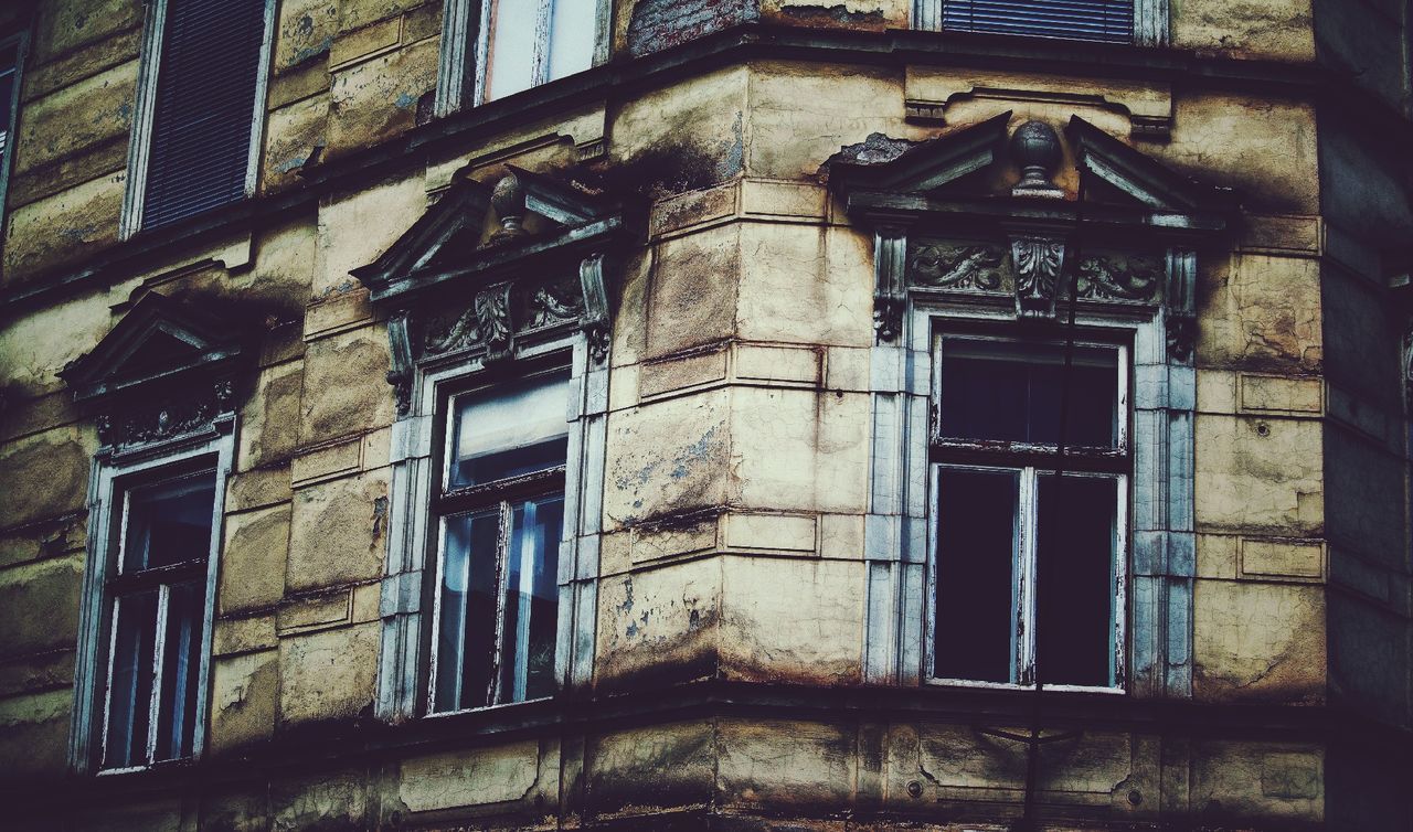 Low angle view of windows of a building