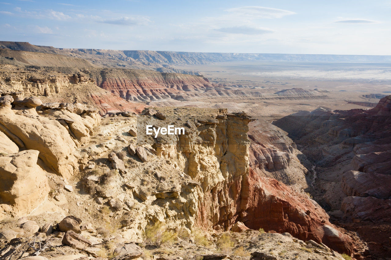 rock formations on mountain against sky