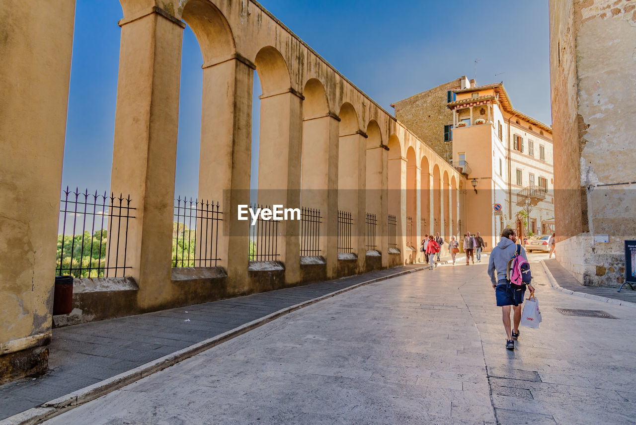 Architectural columns by footpath at palazzo orsini