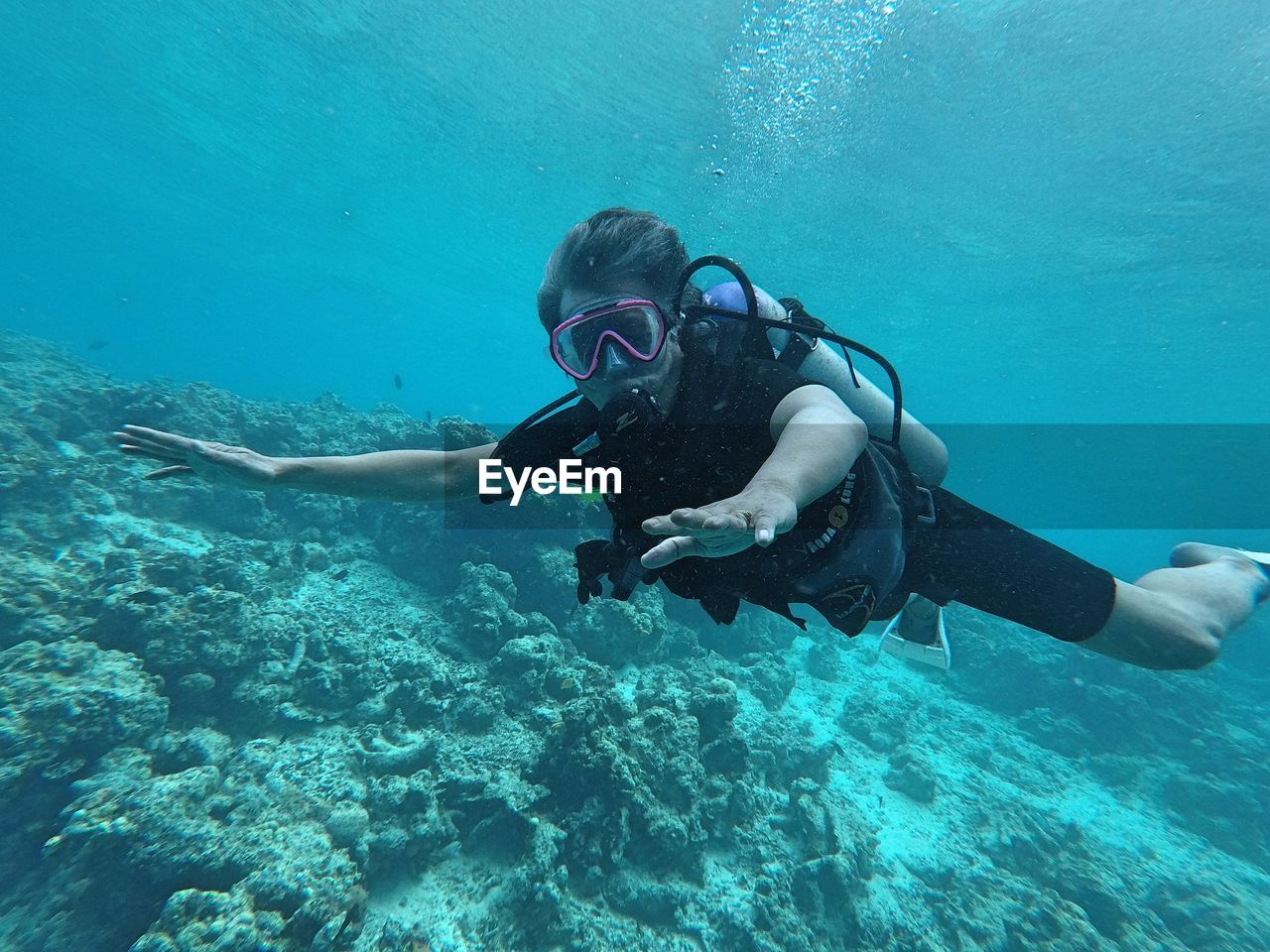 Man swimming in sea