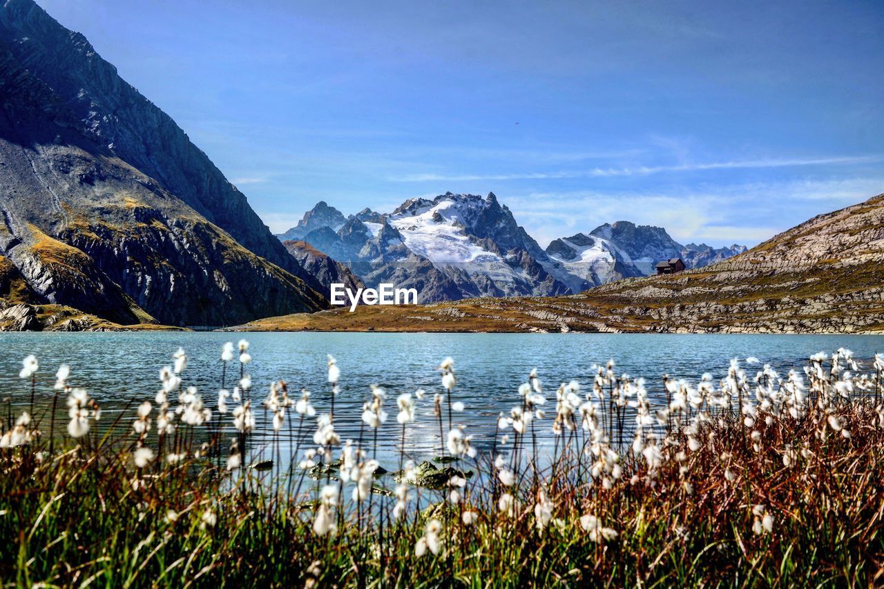 Scenic view of lake against sky