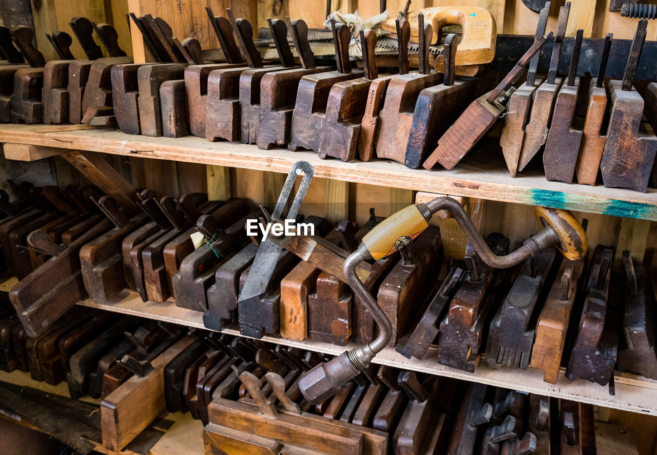 Tools for sale on shelf