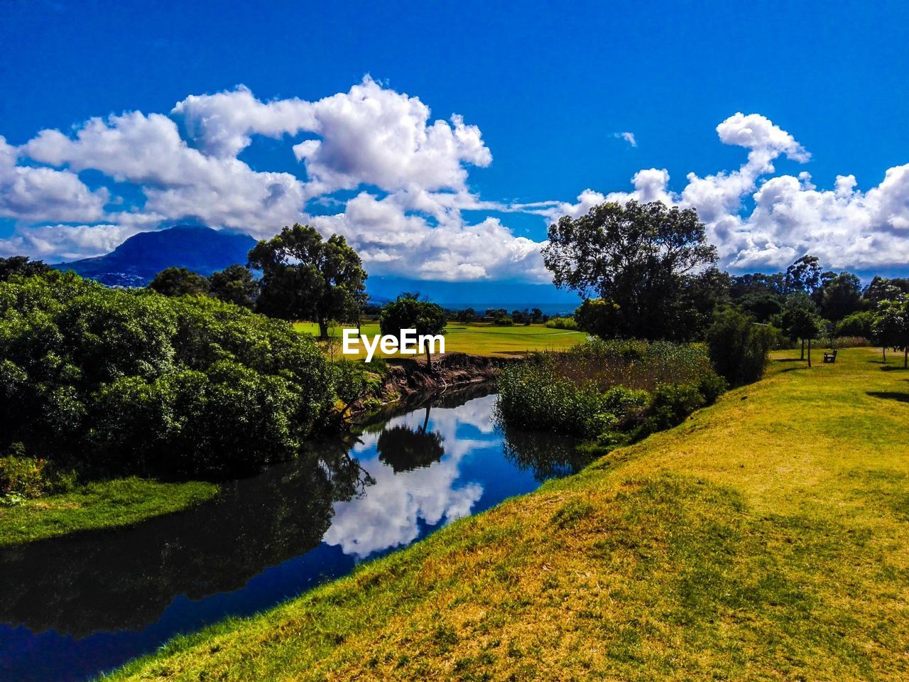 Scenic view of lake against sky