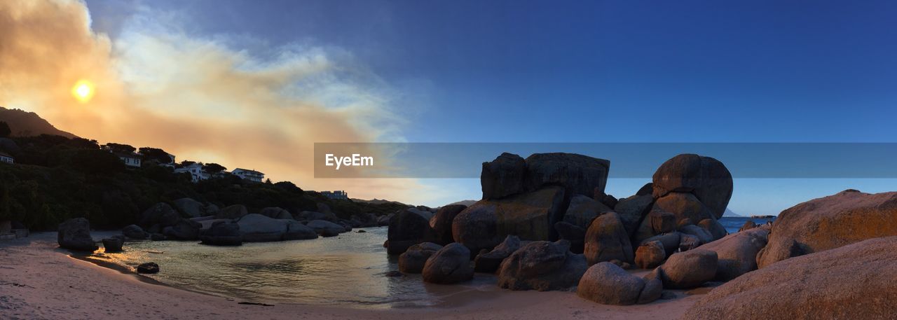 SCENIC VIEW OF SEA AGAINST SKY AT SUNSET