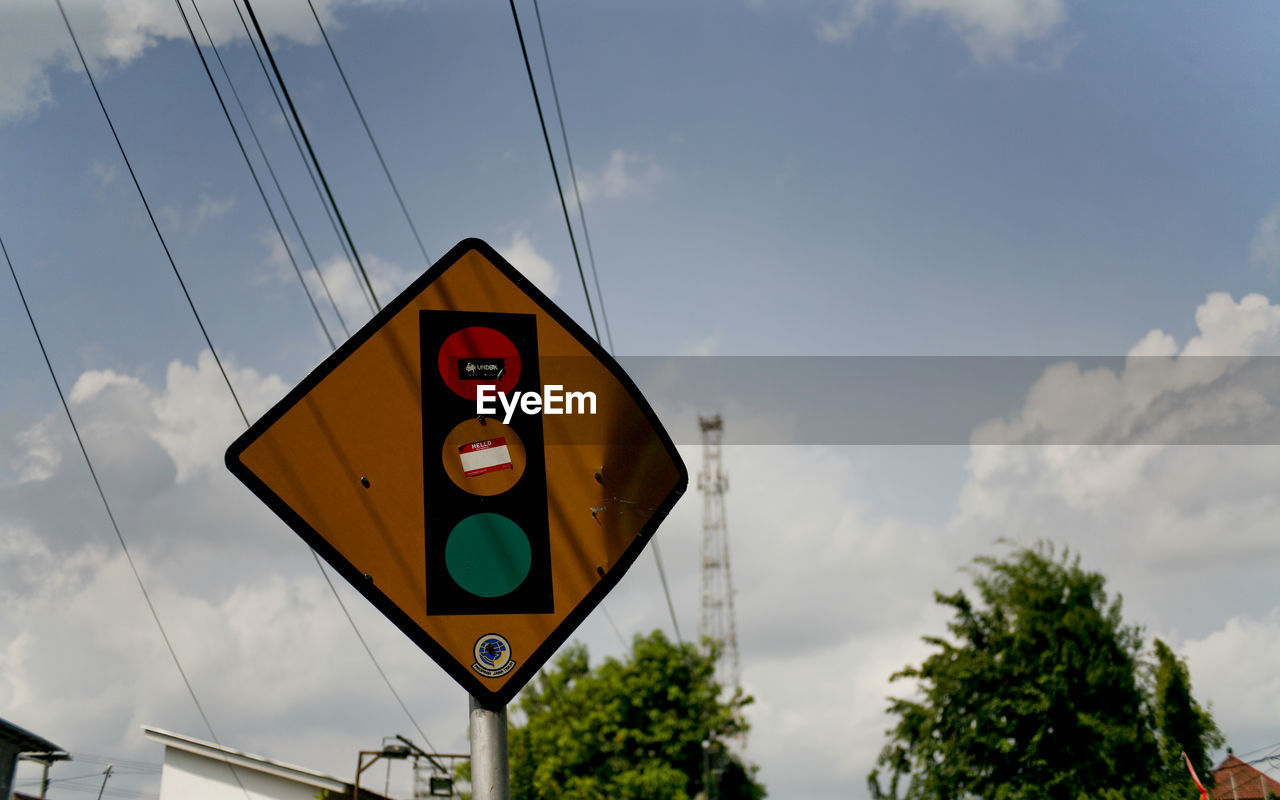 LOW ANGLE VIEW OF STOP SIGN AGAINST SKY