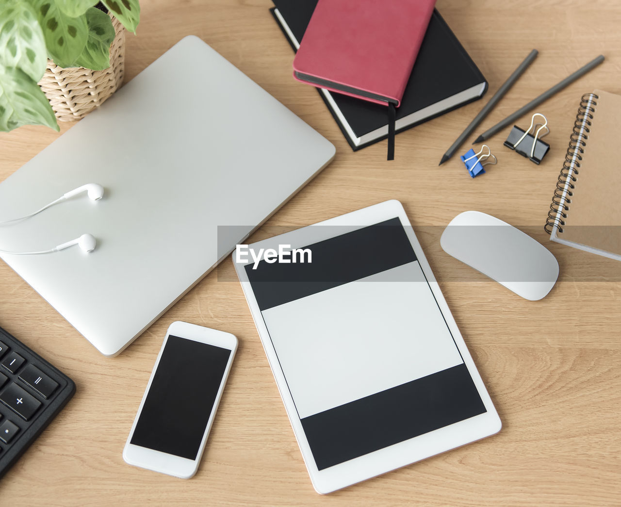 Office workplace with laptop on wooden table