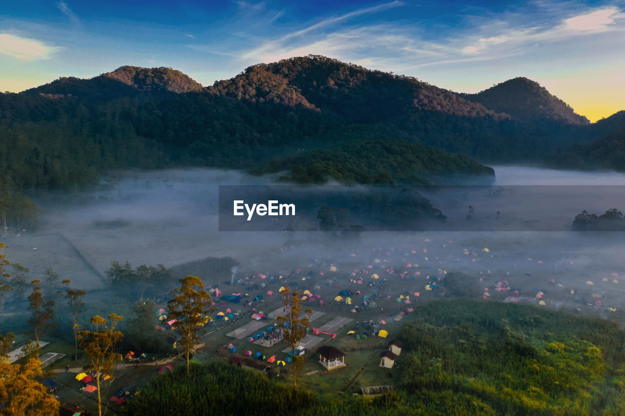 High angle view of landscape against sky