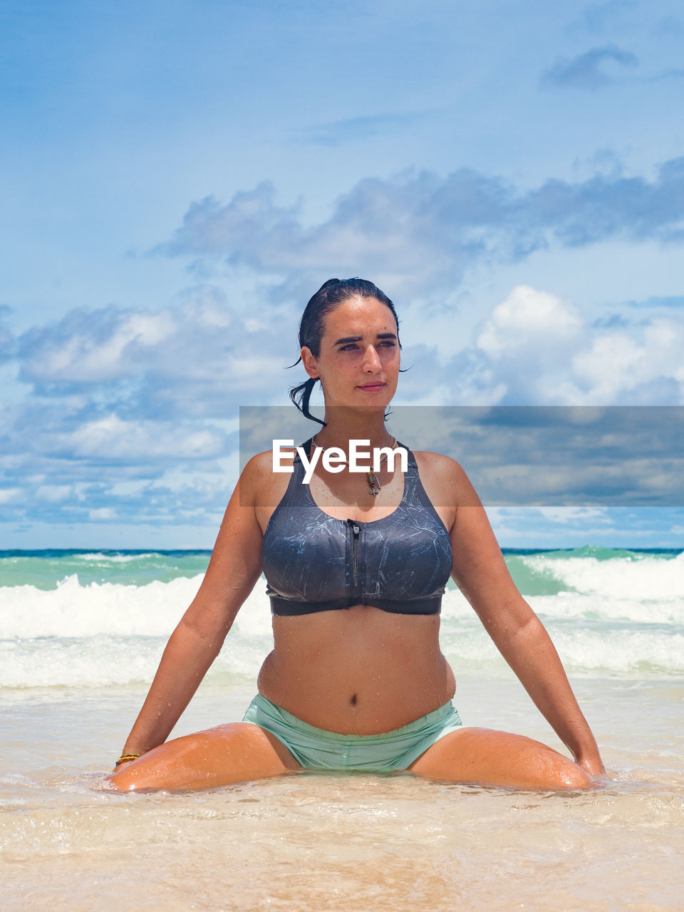 Portrait of young woman on beach