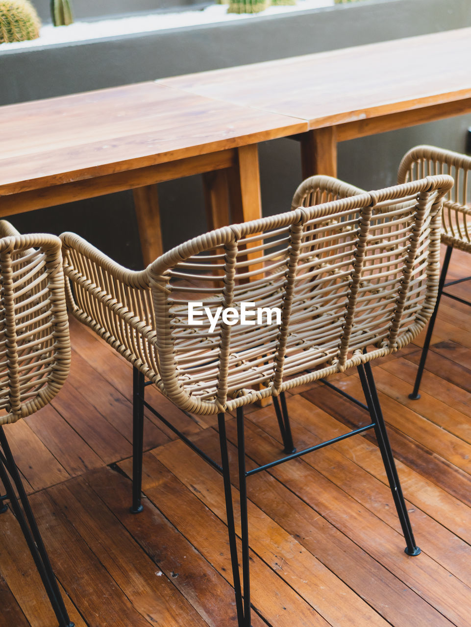 Close-up of empty chairs