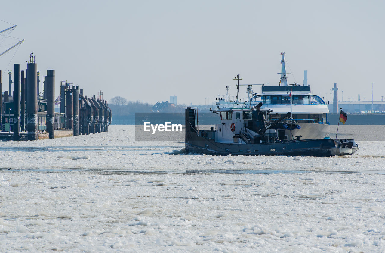 Ice breaker on frost patrol in port