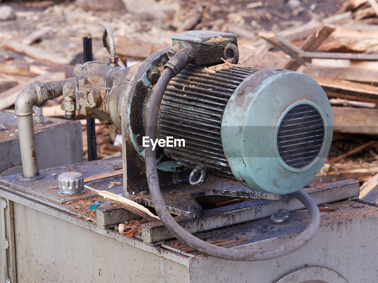 Close-up of rusty electric motor