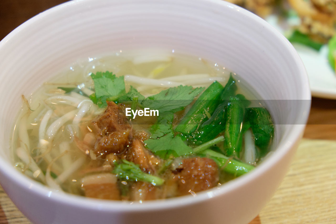 Close-up of soup in bowl