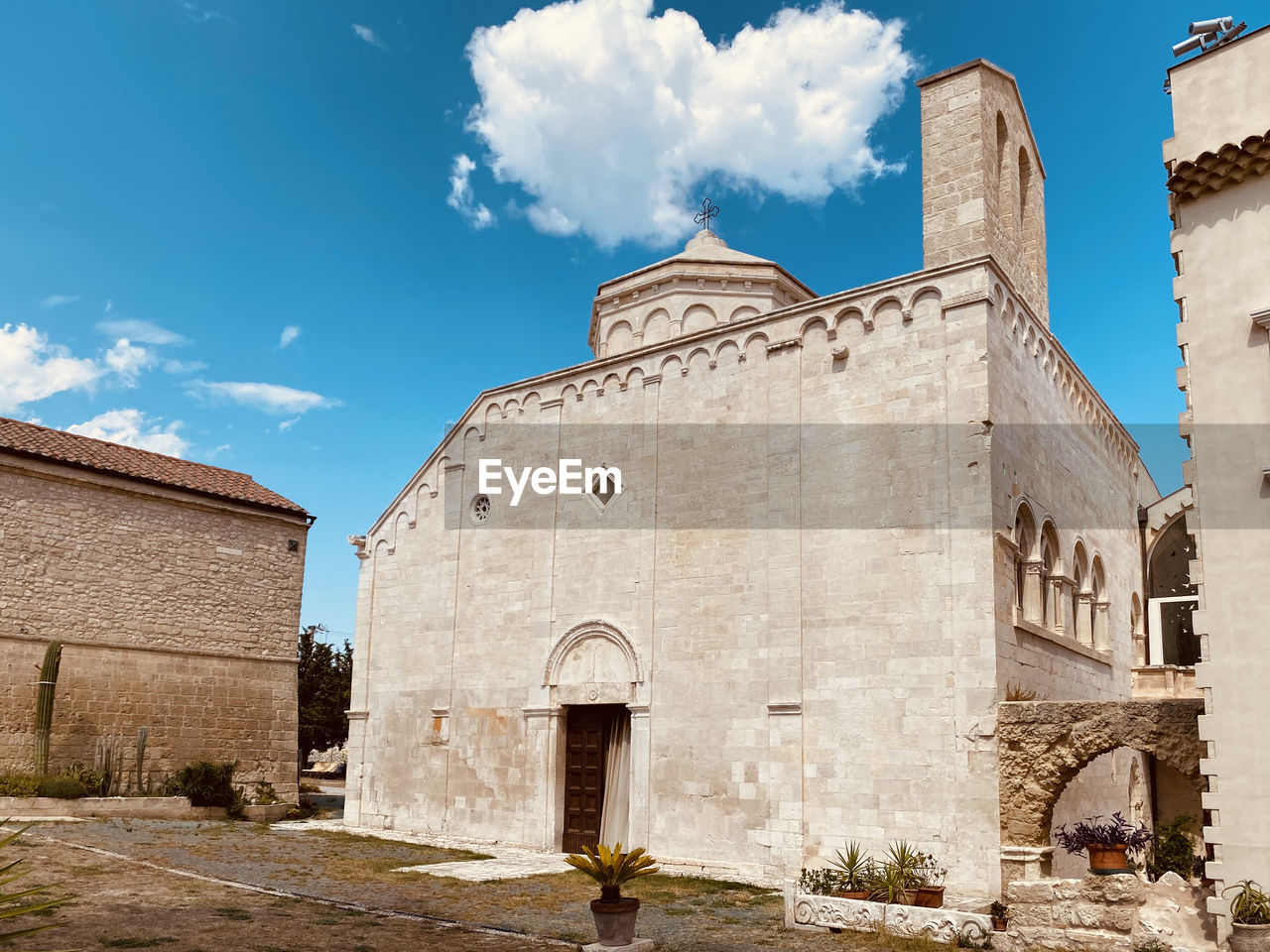 Low angle view of old building against sky