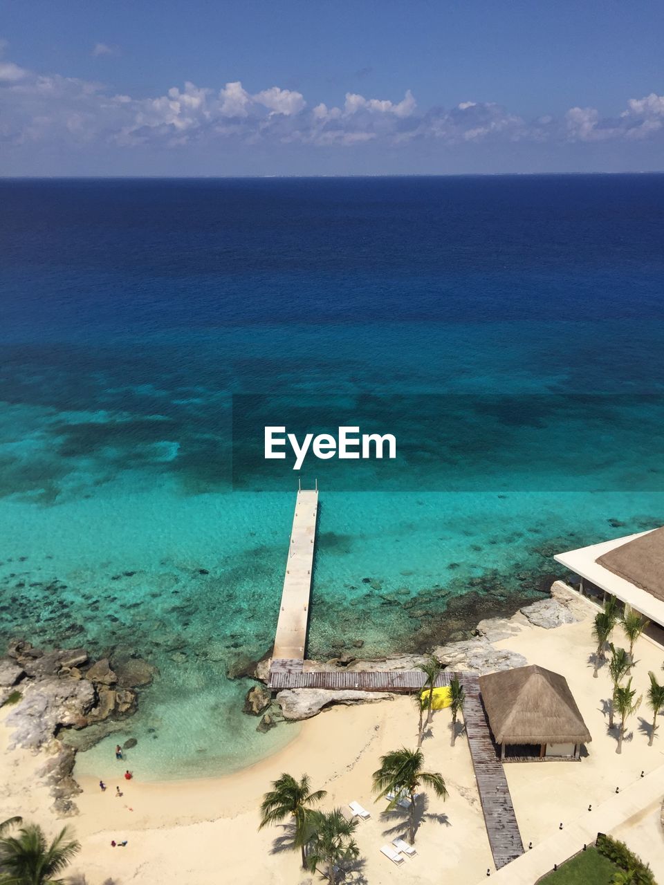 High angle view of beach against sky