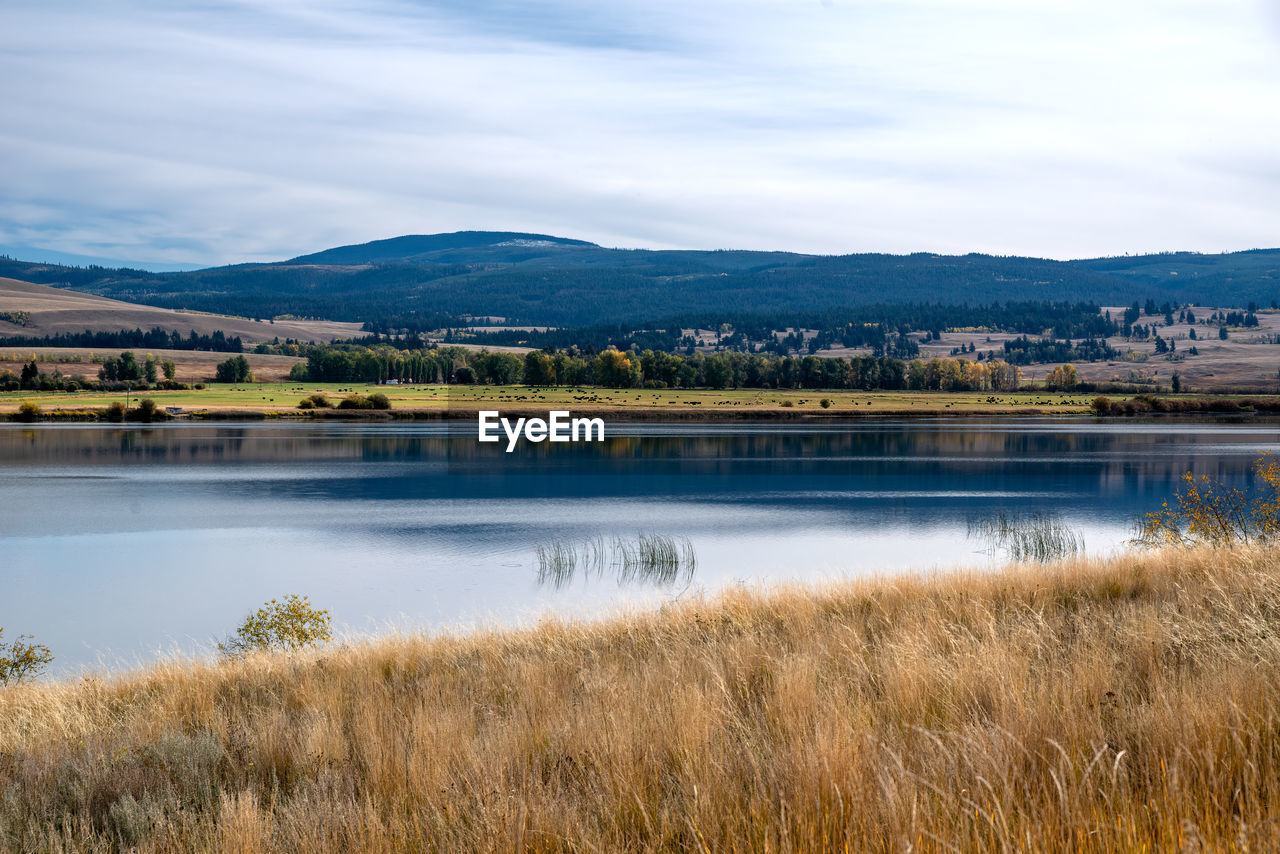 Scenic view of lake against sky