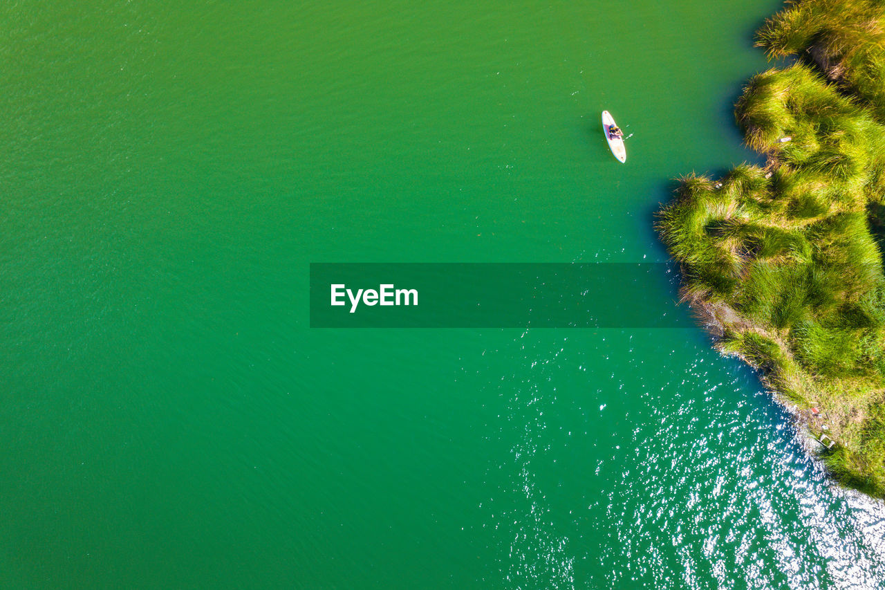 green, water, sea, nature, high angle view, aerial view, beauty in nature, no people, day, scenics - nature, nautical vessel, tranquility, transportation, outdoors, plant, land, tranquil scene, travel, environment