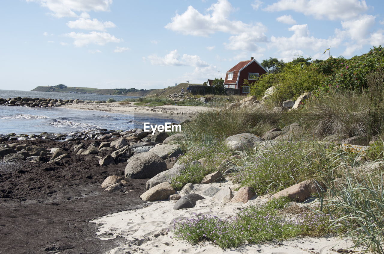 Scenic view of beach against sky