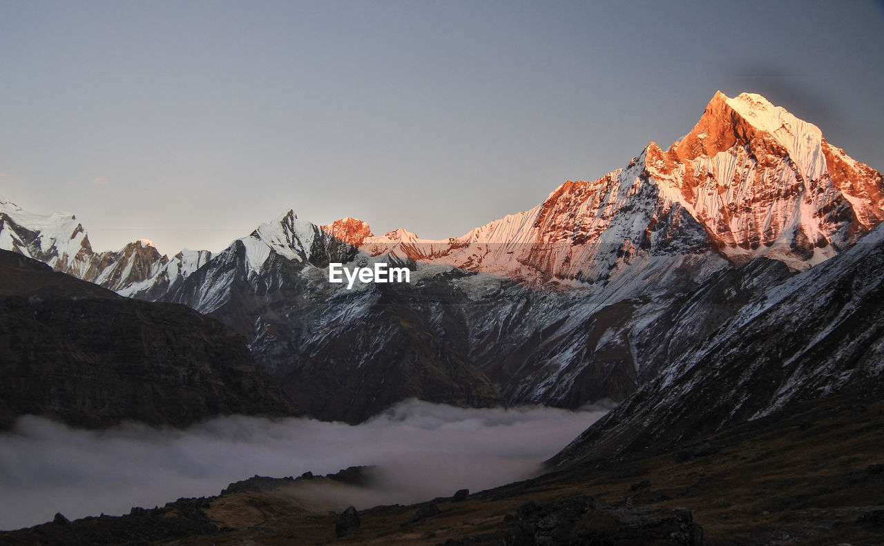 Breathtaking view around annapurna base camp in nepal.