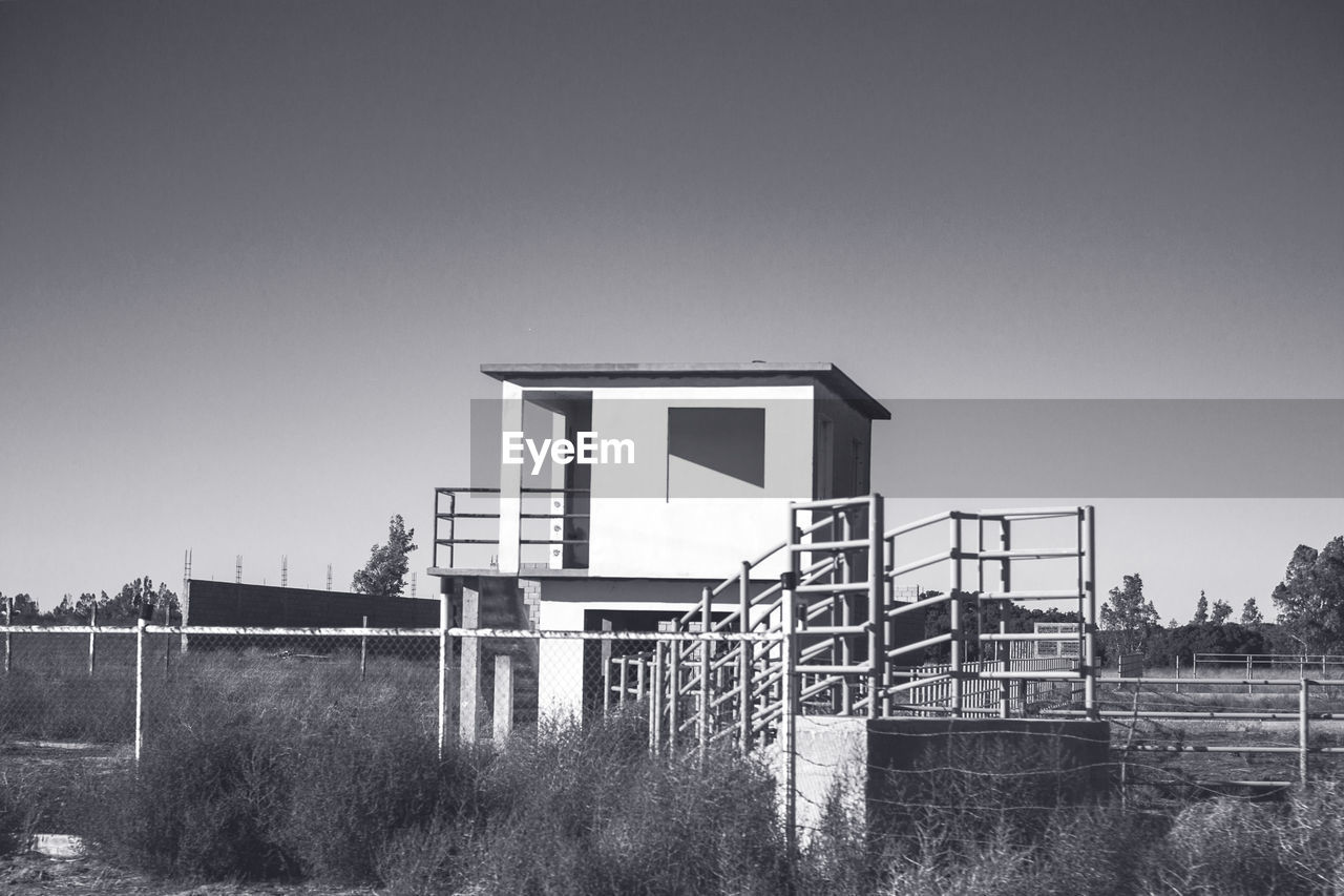 Lookout tower against clear sky