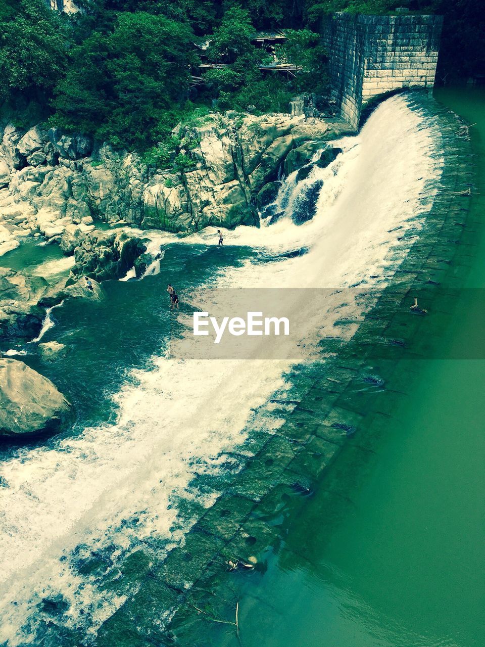 Scenic view of water dam