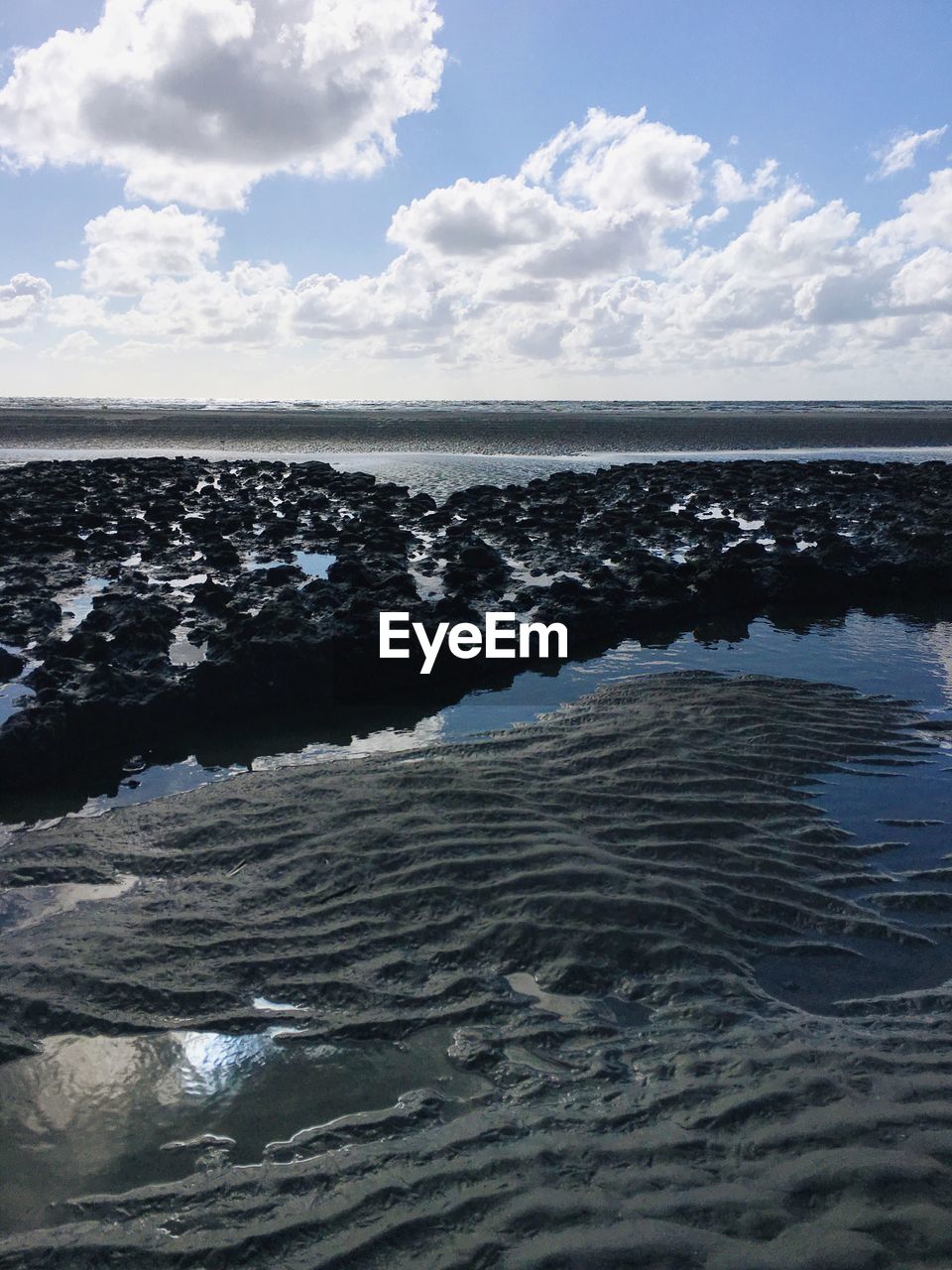 Scenic view of sea against cloudy sky